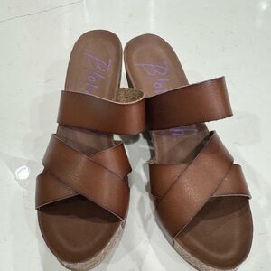 Blowfish Brown Strappy Wedge Sandals